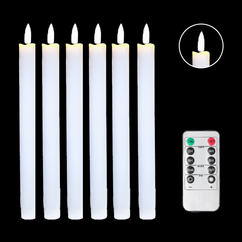 Led Electronic Candle Simulation Christmas Props Glossy Long Brush Holder Wax Cross-Border Remote Control Candle Ambience Light Ornaments