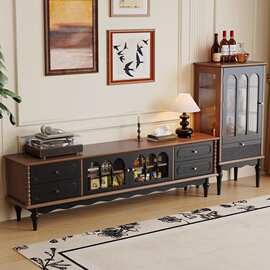 法式复古实木电视柜2025中古美式家用客厅储物收纳多功能电视机