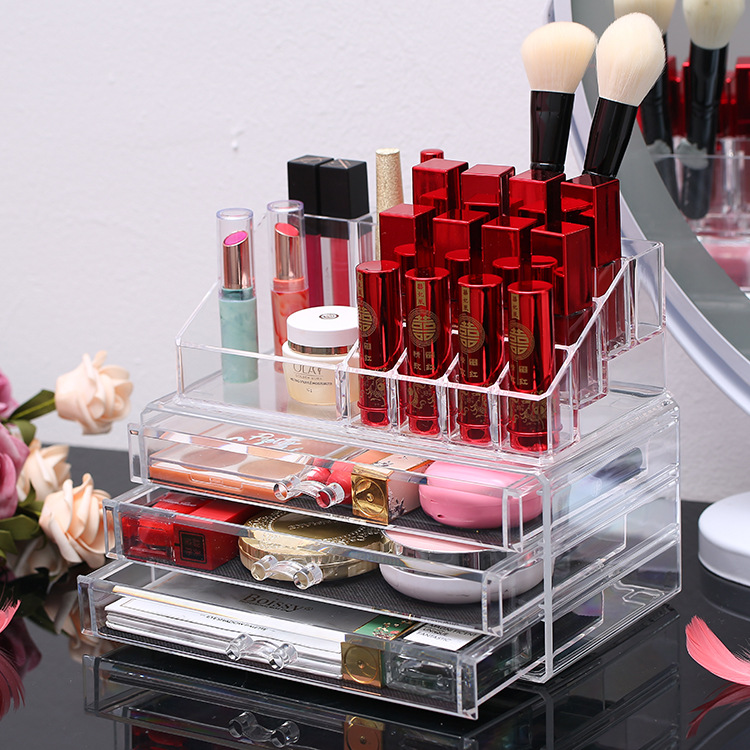 Multi-Layer Drawer Cosmetics Storage Box Desktop Multi-Layer Storage Rack Dressing Table Mask Lipstick Compartment Organizing Cabinet