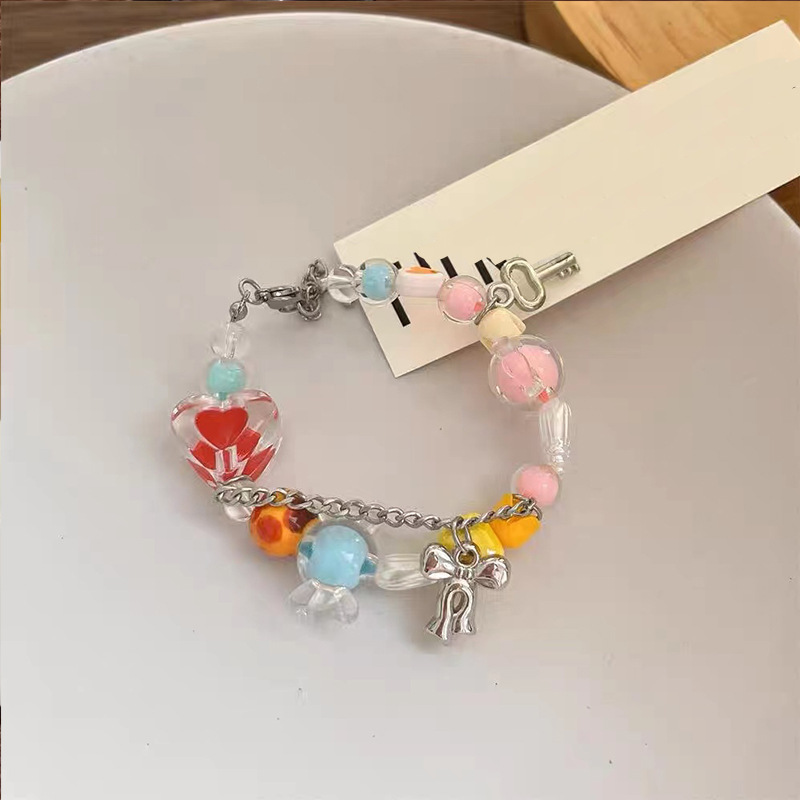 Candy Sweetheart Color Bow Tassel Necklace Female Light Luxury Minority Dopamine Necklace Sweet Cool Hot Girl Clavicle Chain