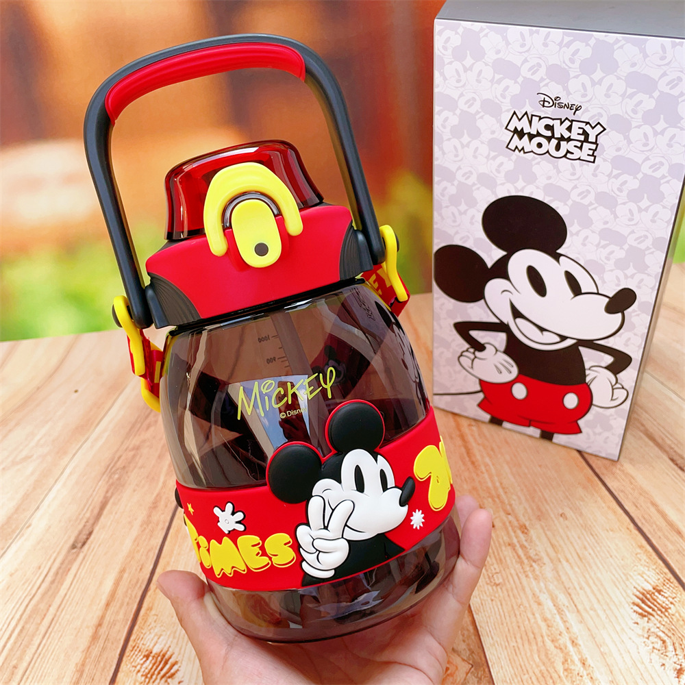 Disney Large Capacity Ton Barrels 1.2L Outdoor Summer Travel Kettle Big Belly Double Drink Cup 3d Plastic-Coated Leak-Proof