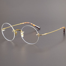 无框纯钛眼镜框乔布斯同款眼镜男圆框简约轻奢风可配度数眼镜女07