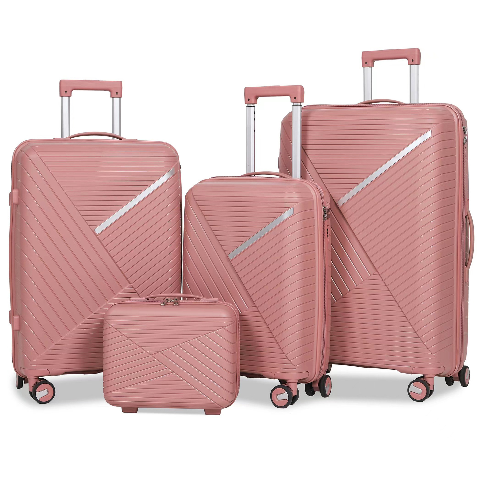 Foreign Trade Cross-Border Three-Piece Four-Piece Set Pp Injection Integrated Material Trolley Case Luggage Pp Suitcase