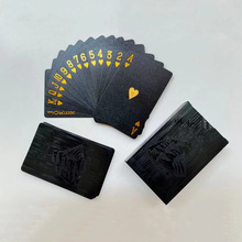 扑克厂家批发扑克牌pvc纯黑金色可水洗外贸防水箔广告塑料扑克牌