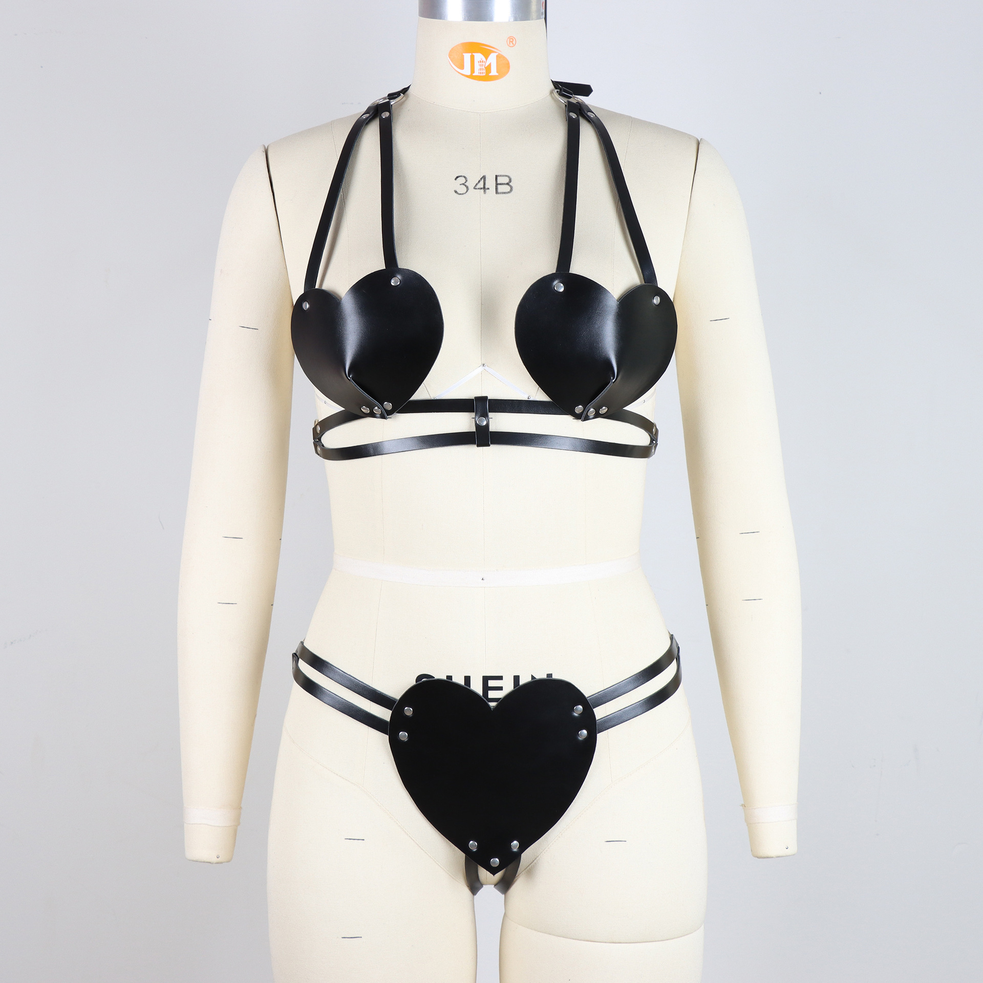 New Sm Binding Clothing Rope Binding Suit Three-Point Open-End Dew One-Piece Suit Sexy Lingerie Leather Hollow-out