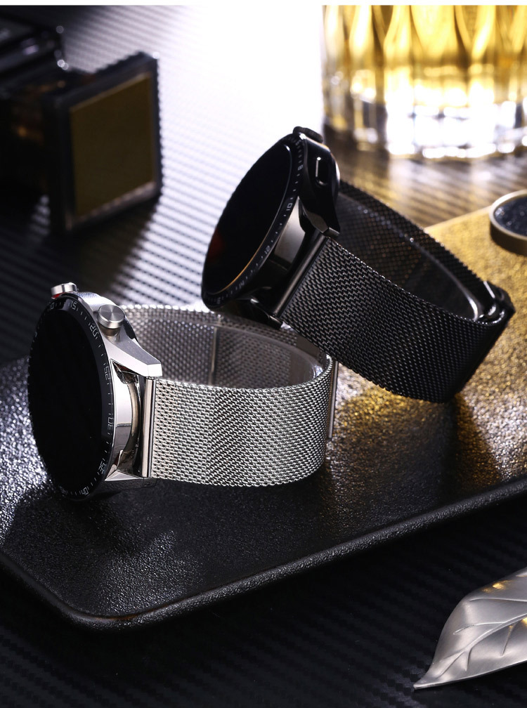 可定制其他色304不锈钢材质18 20 22mm尺寸米兰尼斯金属钢表带智能