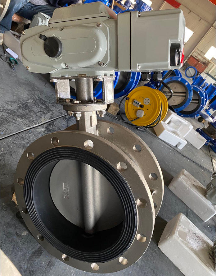 整体型不锈钢电动法兰蝶阀 d941x-16p