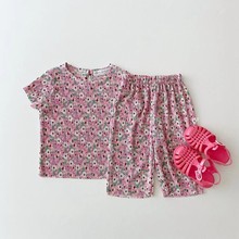 23韩版童装夏款新款儿童田园碎花薄款套装夏季休闲两件套