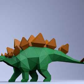 剑龙恐龙3d纸模型diy手工纸模摆件玩具几何折纸立体构成