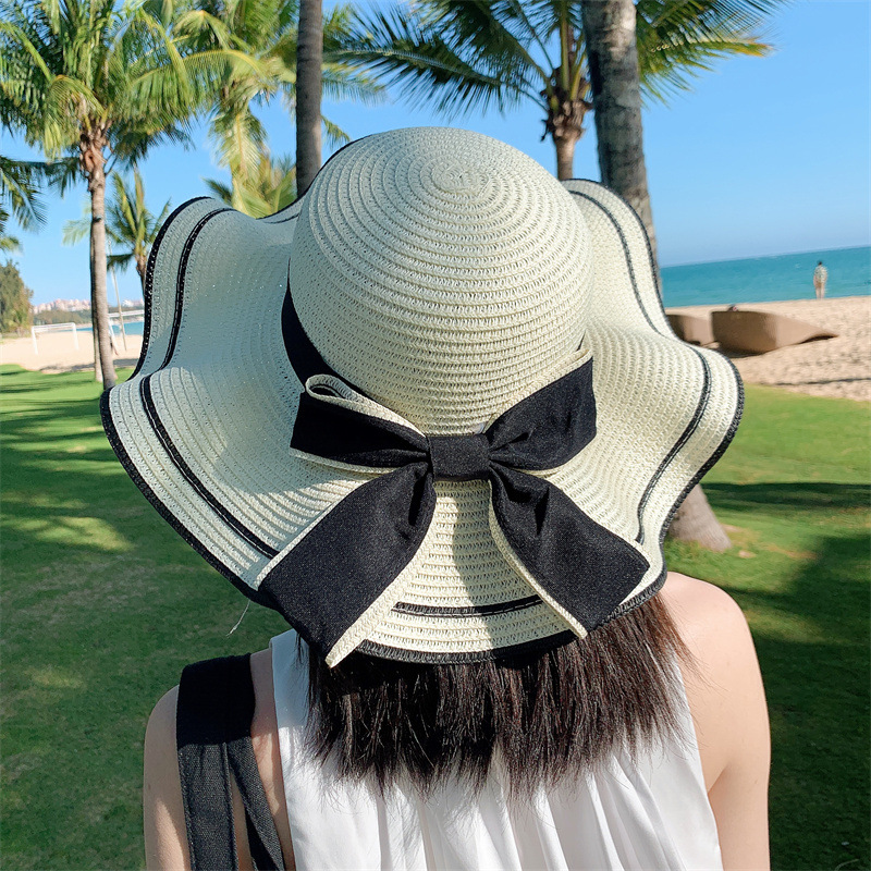 Straw Hat Female Summer Beach Hat Sun Protection by the Sea Outdoor Korean Style Face Cover Travel All-Matching Sun Hat Sun Hat