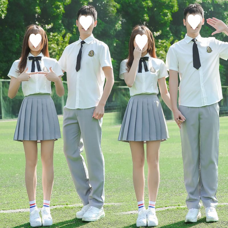 初中校服学生套装中学生毕业班服夏季衬衫短袖高中生学院风运动会