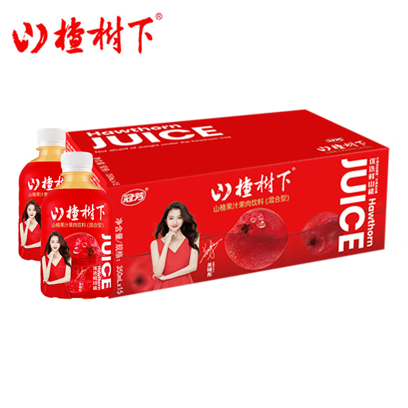 冠芳山楂树下山楂果汁果肉饮料(混合型)350ml*15瓶官方年货整箱