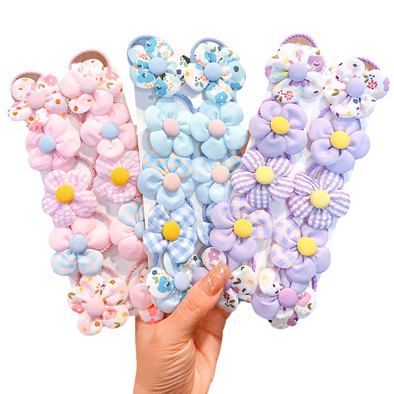 New Good-looking Non-Hurt Hair Fabric Flower Small Rubber Band Children Tie-up Hair Head Rope Baby Cute Headwear Hair Accessories