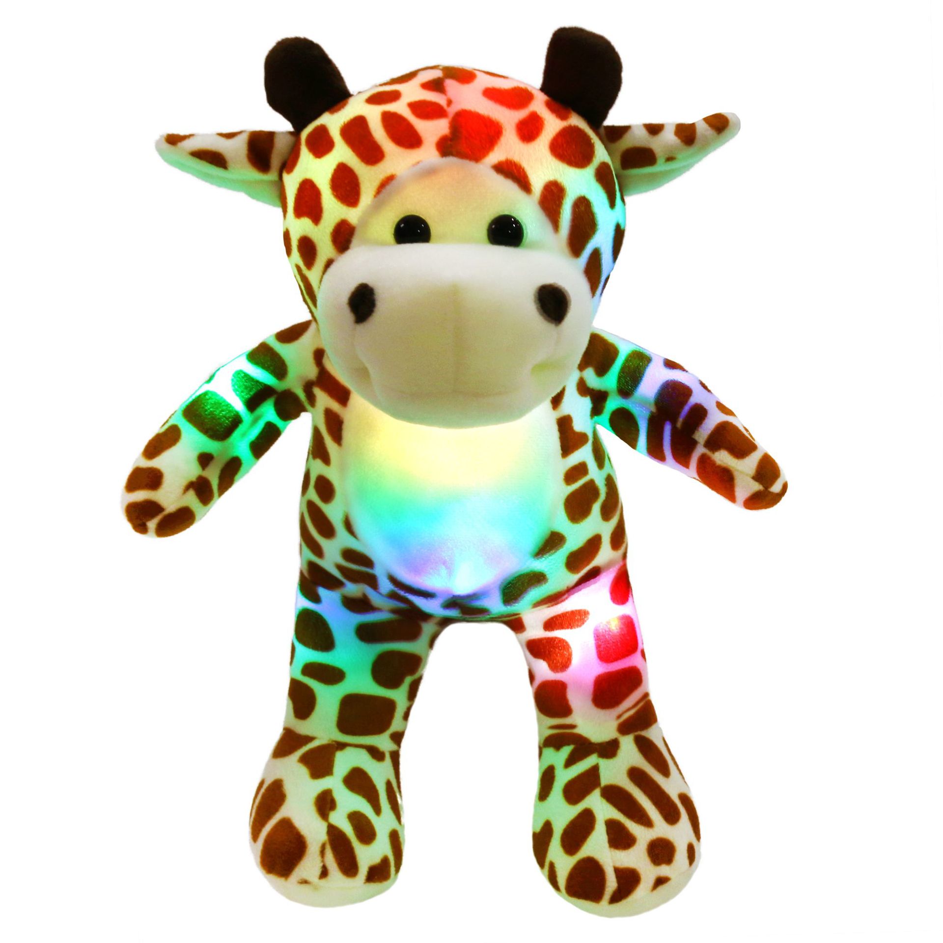 网红公仔新款创意可爱柔软发光动物坐姿长颈鹿公仔礼物搞怪玩偶