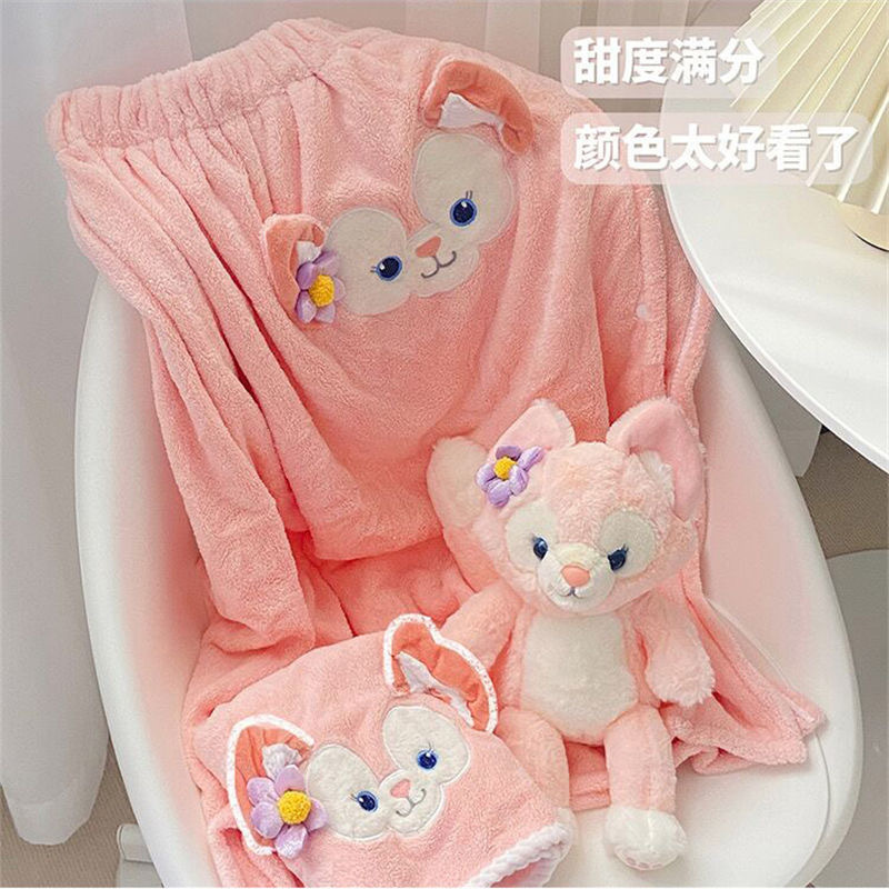 Cartoon Bath Skirt Disney Coral Fleece Towels Bath Skirt Hair-Drying Cap Soft Linebel Towel