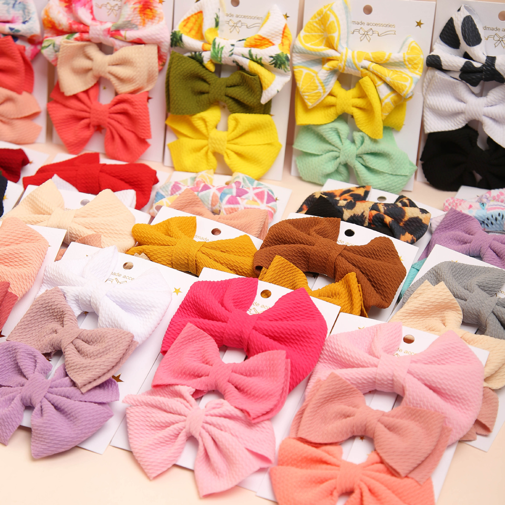 Cross-Border Children's Hair Accessories Polyester Fabric Baby Bow Barrettes Suit Cute Children Accessories Cover Babies' Headwear