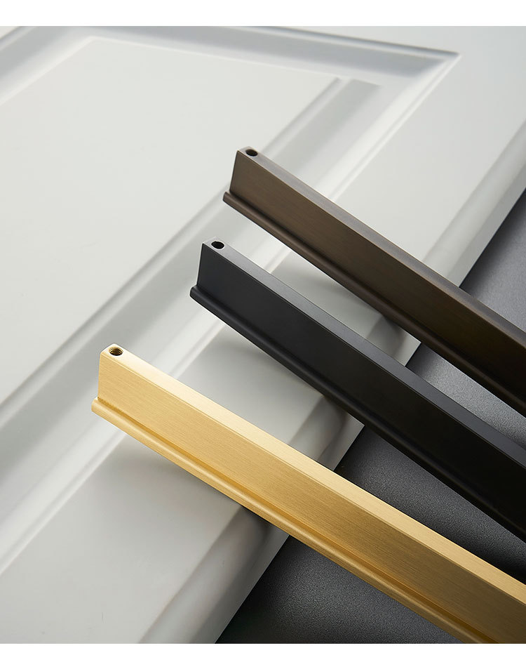 纯铜拉手柜门现代轻奢黄铜拉手衣橱柜全铜门把手金色简约抽屉单孔