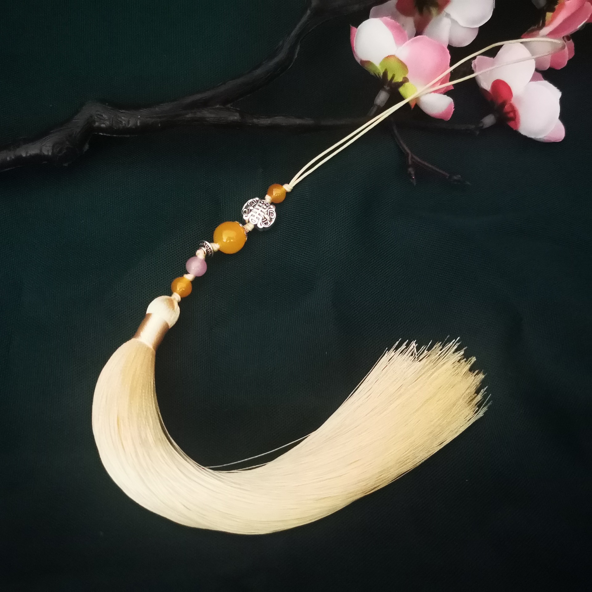 观山玥新品刺绣团扇折扇扇坠冰丝真丝流苏福禄寿穗子古风汉服穗