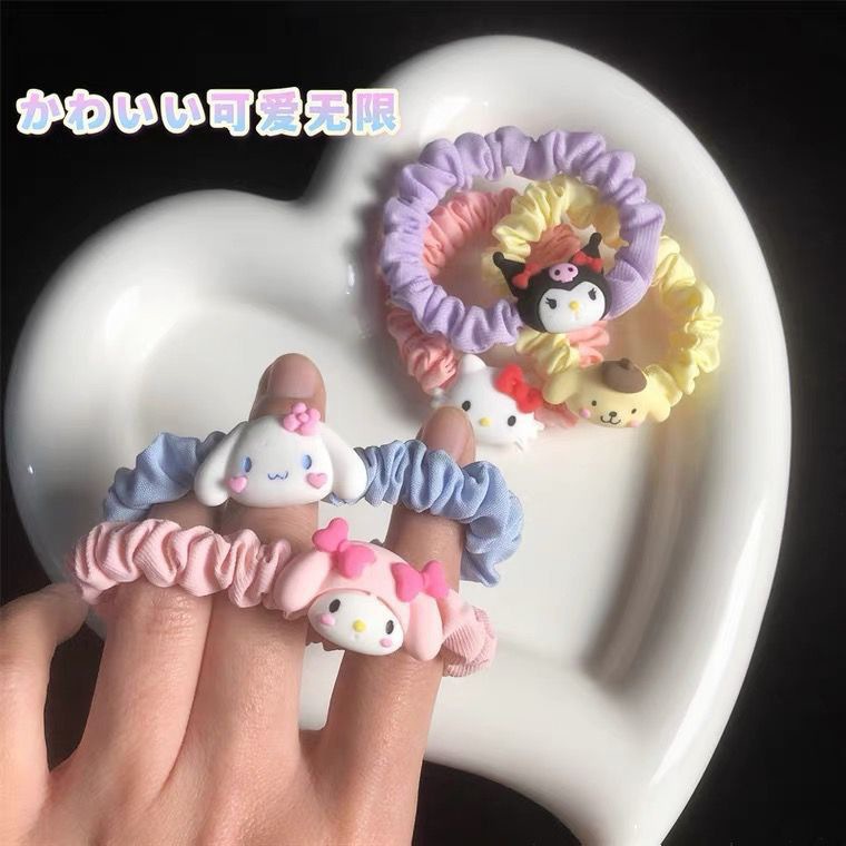 Summer Fresh Cartoon Sanrio Melody Hair Ring Ins Cute Sweet Girl Hair Rope Rubber Band Headdress