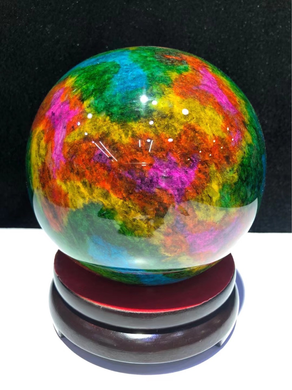 台湾七彩玉球摆件花莲七彩玉花瓶葫芦转运球高端客厅装饰商务礼品