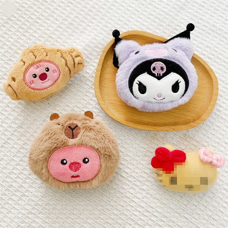 卡通猫咪头卡皮巴拉毛绒公仔库洛米配件鲷鱼烧海狸diy