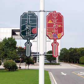 步行街道旗灯箱led发光古香古色安装在古城区人流量大的商业街