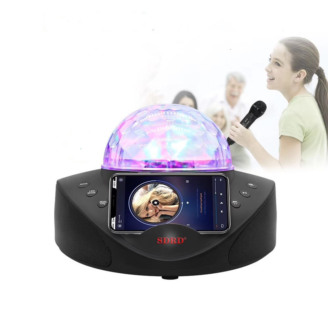 sdrd308厂家无线麦克风家用ktv音箱话筒一体机蓝牙音箱七彩卡拉ok