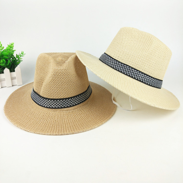 New Summer Men's Trendy Summer Hat Middle-Aged and Elderly Bowler Hat Middle-Aged Father Hat for the Elderly Straw Fisherman Hat