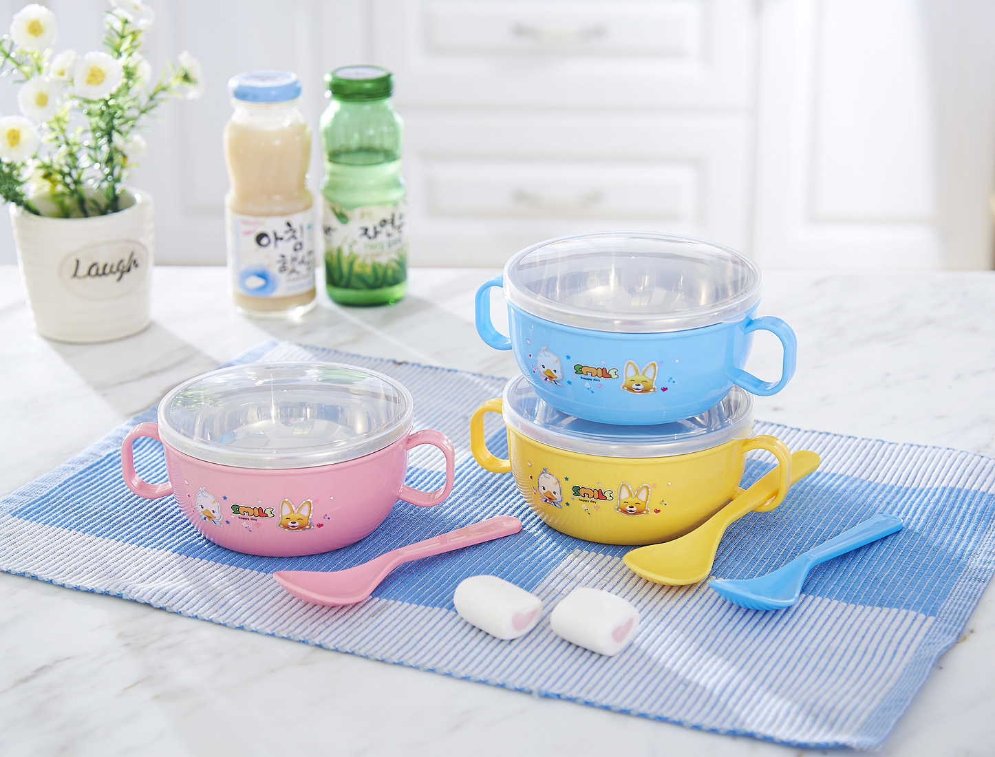 碗家用儿童碗保温饭碗宝宝碗卡通可爱塑料碗创意个性带盖