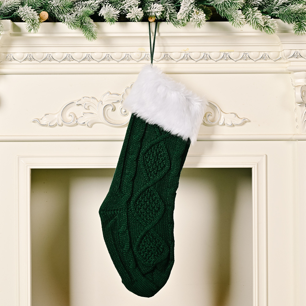 Christmas Decorations Christmas Socks Knitted White Plush Edge High-End Extra Thick Socks Christmas Gifts Cross-Border