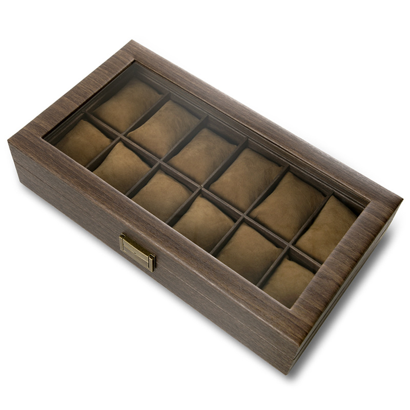 Spot Men's Wooden Pattern Twelve-Digit Multi-Epitopes Watch Box Watch Collection Box Finishing Storage Box Display Box