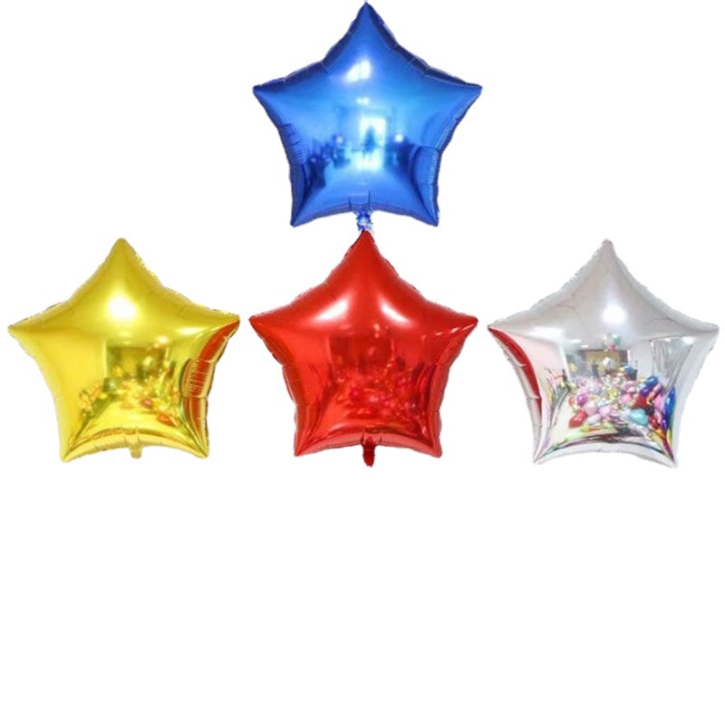 18-Inch Heart-Shaped Five-Pointed Star Balloon Love Aluminum Film Balloon Wedding Ribbon Decoration Birthday Party Wedding Decoration