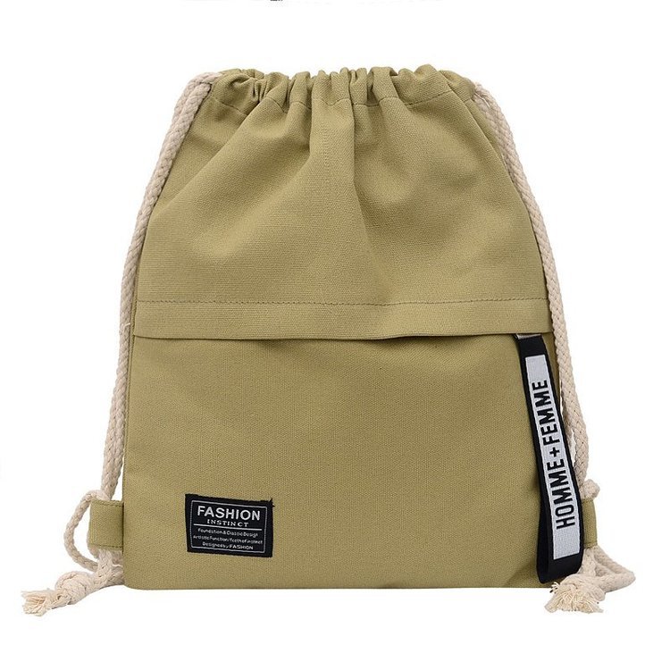 Factory Wholesale Drawstring Backpack Solid Color Fashion 2024 Canvas Bag Drawstring Bag Korean Women Bag Pull-Belt Backpack