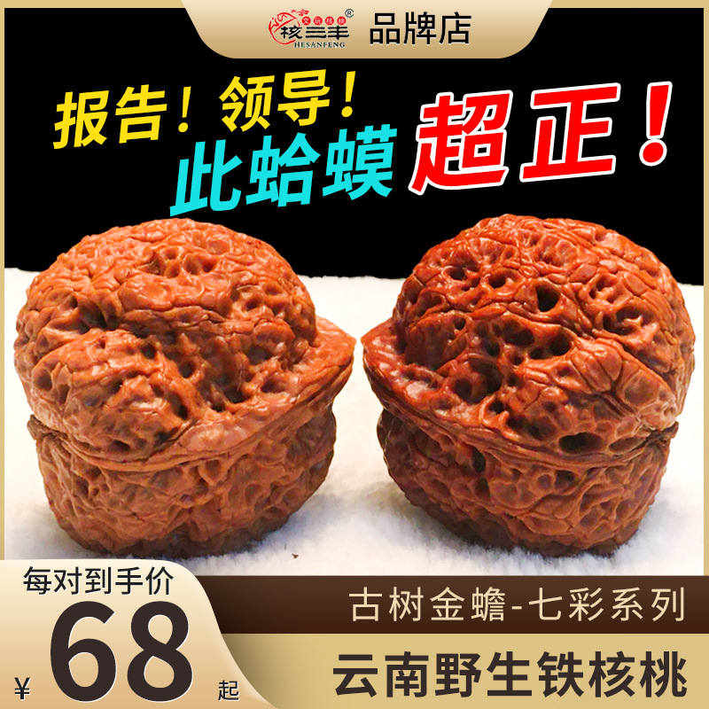 文玩核桃云南铁核桃蛤蟆头金蟾野生一对盘玩手把件核桃把玩