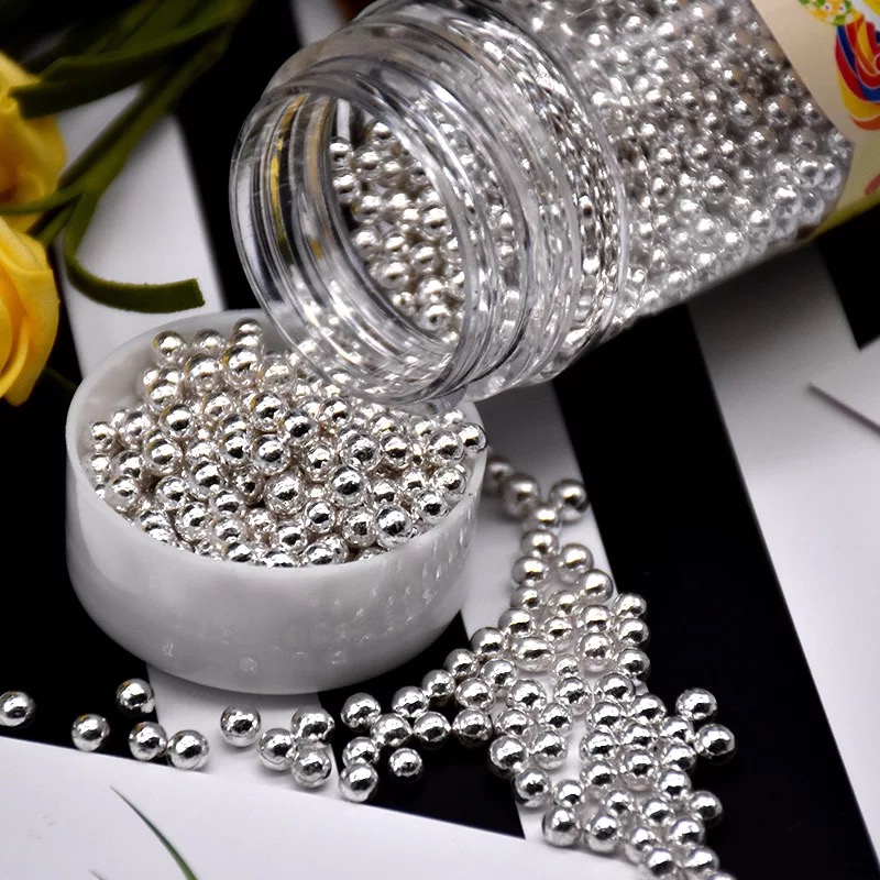 银色糖珠生日蛋糕装饰小圆珠冰淇淋西点彩色珍珠糖大中