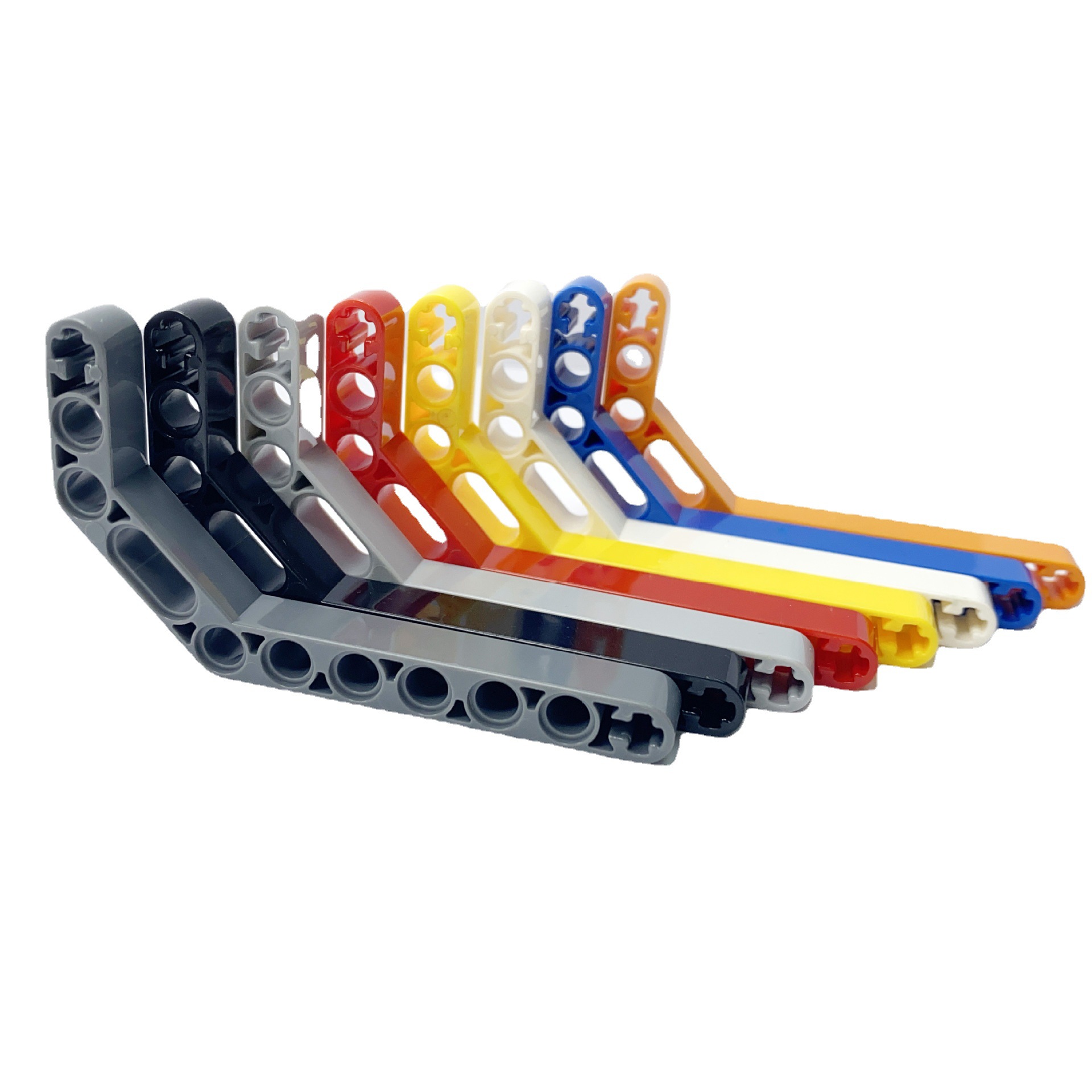 兼容乐高32009弯带孔臂4495412白1x11.5双弯连杆梁3x7带轴栓孔厚