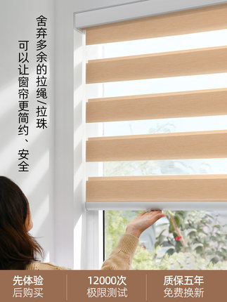 Double-Layer Shading Soft Gauze Curtain with Cordless Double Roller Blind Roller Shutter Awning Curtain Soft Gauze Curtain Day & Night Curtain Curtain Rod Tracery