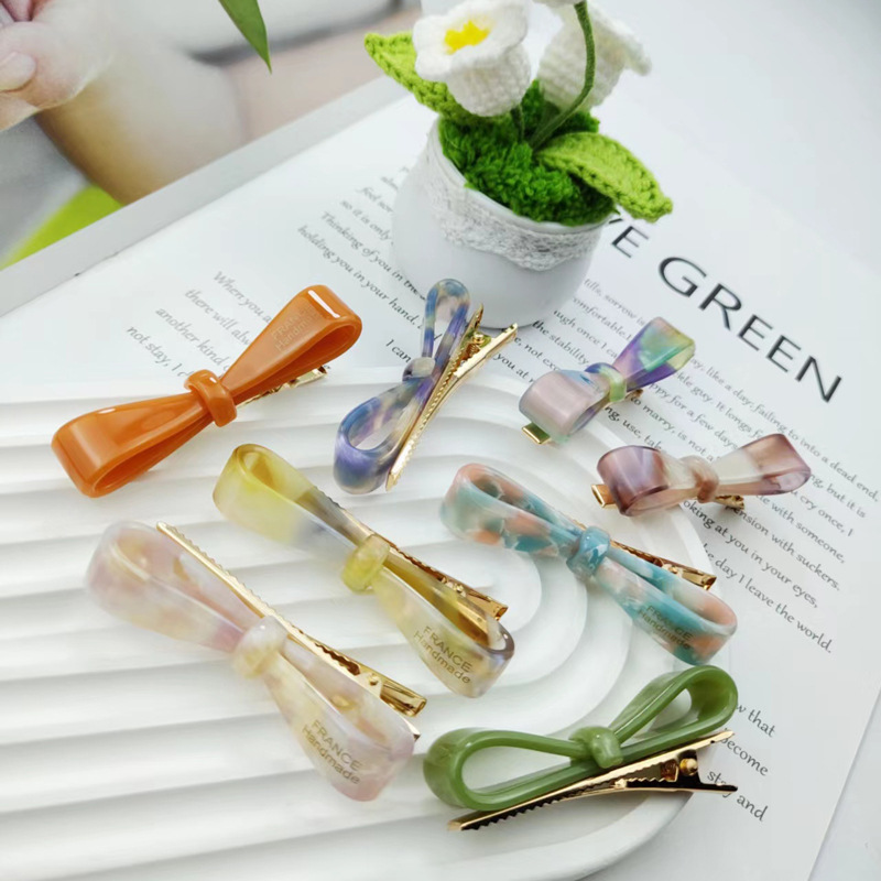 New Acetate Hairpin Bow Tie Bangs Clip Bow Side Clip Small Fresh Top Clip Duckbill Clip Three-Dimensional Hairpin Hair Accessories