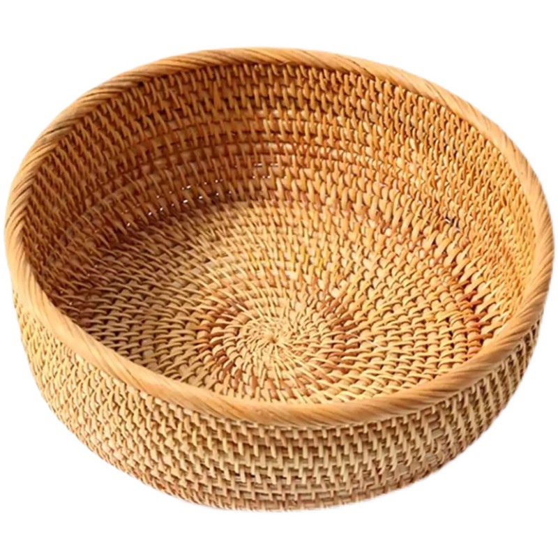 越南藤编收纳水果篮子日式特色手工编织筐客厅桌面零食托盘