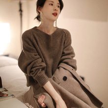 羊毛衫丝羊毛 冬日里的浓郁摩卡 女式针织毛衣女气质套衫