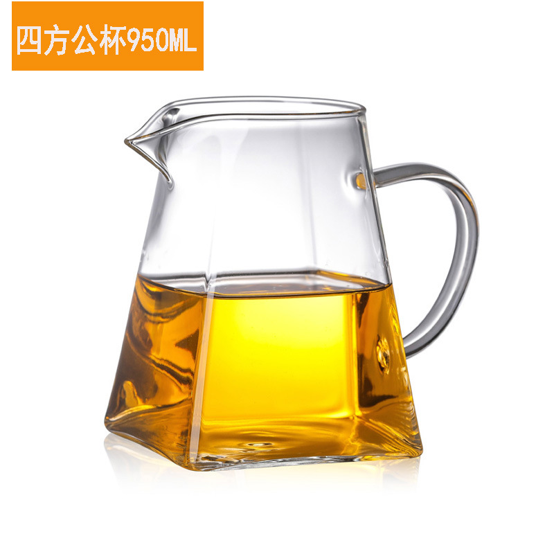 Factory Wholesale Glass Fair Cup Square Fair Mug Tea Pot with Tea Strainer Tea Pitcher Kung Fu Tea Ceremony Utensils