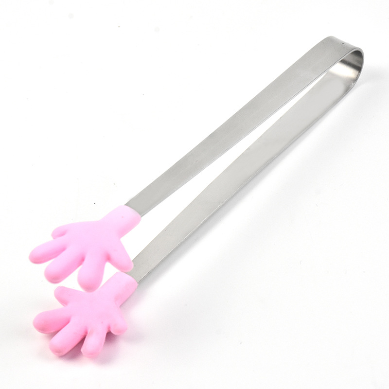 Creative Small Palm Silicone Clip Non-Slip Ice Clip Stainless Steel Mini Food Clip Food Clip Silicone Cube Sugar Clip