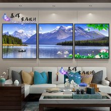 现代简约沙发背景墙装饰画客厅挂画山水风景壁画时尚艺术大海海景