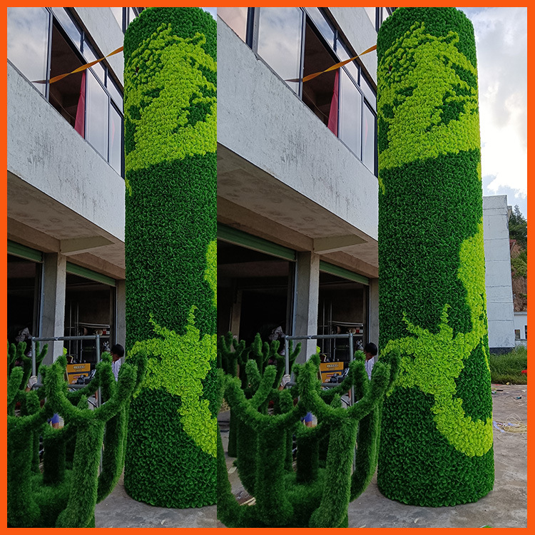 春节绢花造型 鲜花花架立体柱仿真绿雕造型广场商场摆件 厂家定制