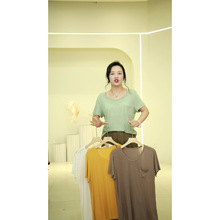 LSS-QT12389女装精品桑蚕丝短袖T恤上衣130斤