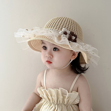 儿童防晒草帽夏季透气婴儿遮阳帽可爱公主超萌遮阳女童帽子批发