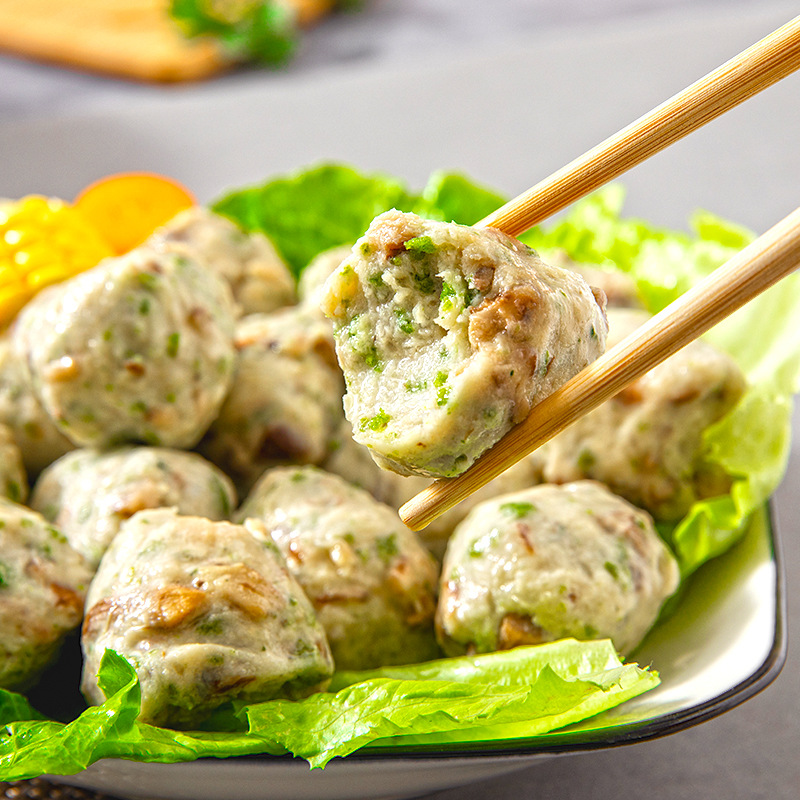 台湾风味纯素翡翠丸香菇贡丸素丸子素食火锅佛家寺庙斋菜批发