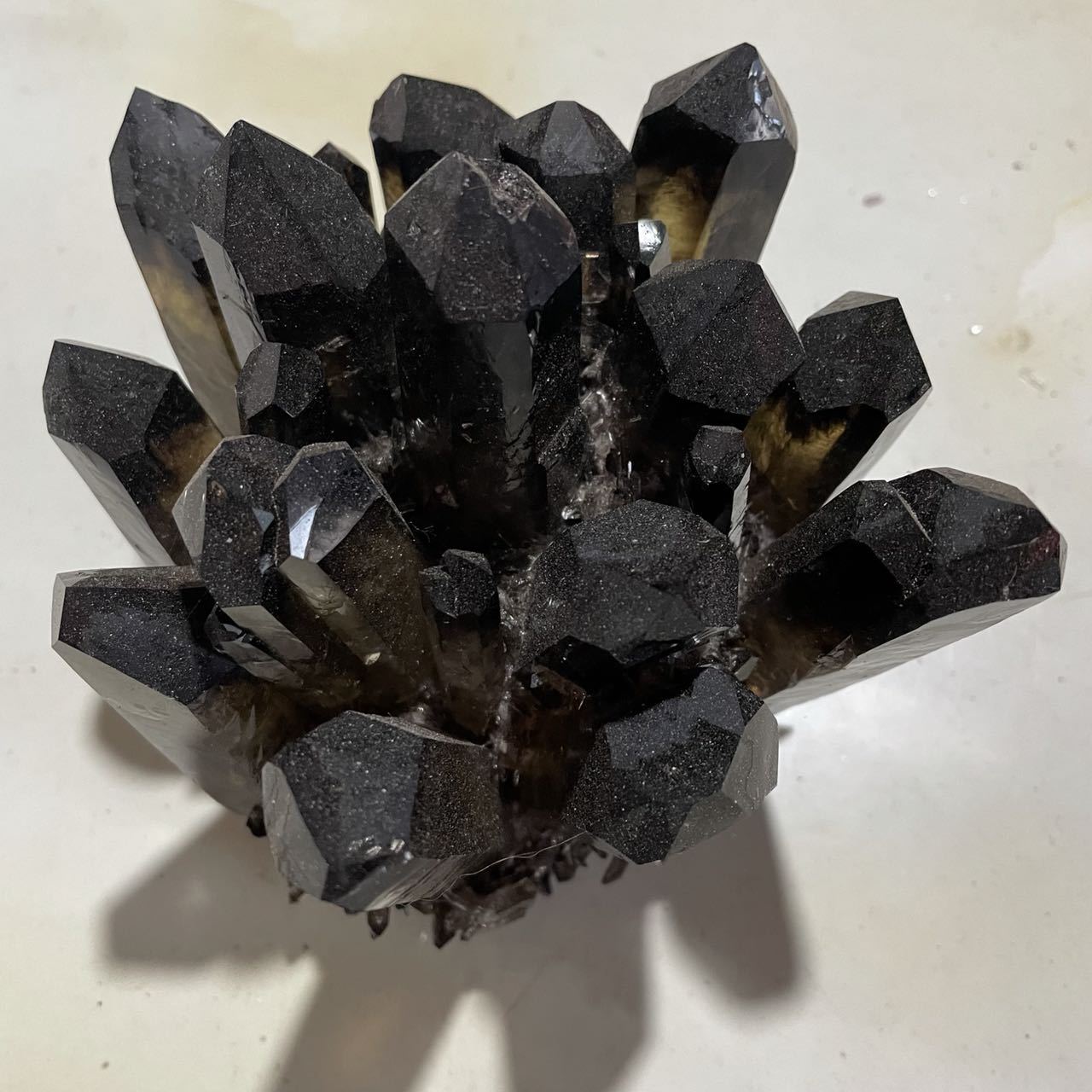 茶水晶簇摆件黑水晶簇摆件矿石标本 家居装饰客厅办公摆件批发