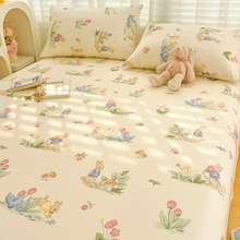 ZQ纯棉床笠单件全棉床罩防尘罩夏季儿童床套席梦思床垫保护罩三件