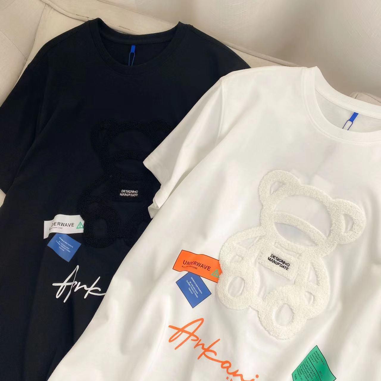 ader毛巾小熊短袖夏季圆领t恤女男女情侣同款潮牌短袖ader短袖t恤